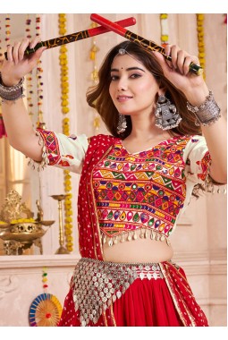 Multi Color Viscose Cotton Thread Work Navratri Chaniya Choli