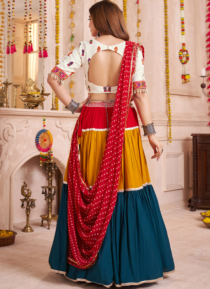 Multi Color Viscose Cotton Thread Work Navratri Chaniya Choli Multi Color Viscose Cotton Thread Work Navratri Chaniya Choli