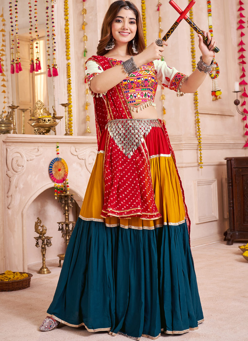 Multi Color Viscose Cotton Thread Work Navratri Chaniya Choli Multi Color Viscose Cotton Thread Work Navratri Chaniya Choli