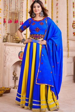 Multi Color Viscose Cotton Mirror Work Navratri Chaniya Choli