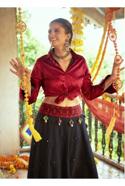 Black Cotton Embroidered Navratri Chaniya Choli