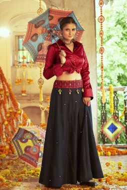 Black Cotton Embroidered Navratri Chaniya Choli