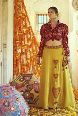 Florescent Green Art Silk Embroidered Navratri Chaniya Choli 