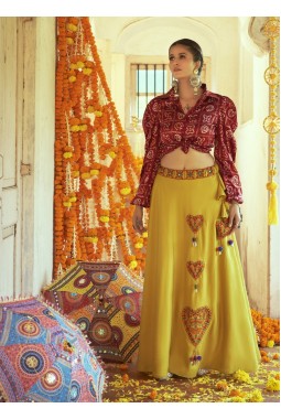 Florescent Green Art Silk Embroidered Navratri Chaniya Choli 