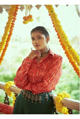 Green Cotton Embroidered Navratri Chaniya Choli