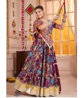 Purple Viscose Cotton All Over Print Navratri Chaniya Choli