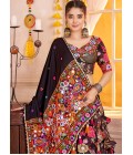 Black Viscose Cotton Lampi Border Navratri Chaniya Choli