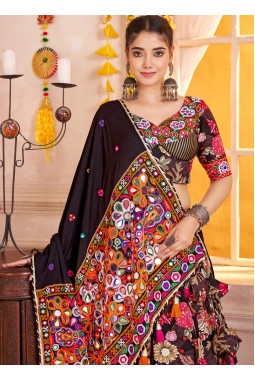Black Viscose Cotton Lampi Border Navratri Chaniya Choli