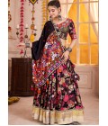 Black Viscose Cotton Lampi Border Navratri Chaniya Choli