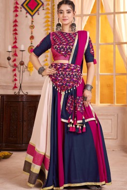 Multi Color Viscose Cotton Mirror Kodi Work Navratri Chaniya Choli