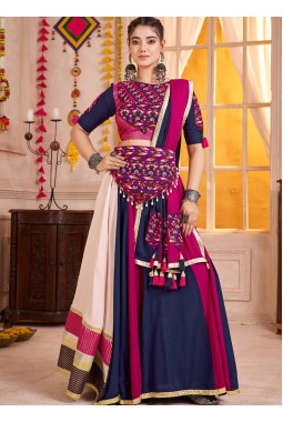 Multi Color Viscose Cotton Mirror Kodi Work Navratri Chaniya Choli