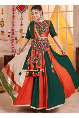 Multi Color Viscose Cotton Kachi Work Navratri Chaniya Choli