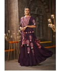 Purple Rayon Thread Mirror Embroidery Navratri Chaniya Choli