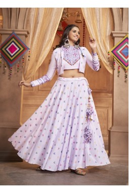 Lavender Cotton Weaving Navratri Lehenga Choli 