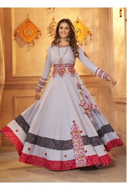 Sky Viscose Rayon Mirror Work navratri Chaniya Choli