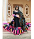 Black Viscose Rayon Printed Navratri Chaniya Choli Black Viscose Rayon Printed Navratri Chaniya Choli