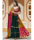 Mustard Yellow Viscose Rayon Embroidery With Mirror Work Navratri Chaniya Choli