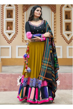 Flouracent Green Viscose Rayon Printed Navratri Chaniya Choli