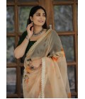 Yellow Organza Digital Print Designer Wedding Saree