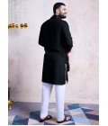 Black Rayon Embroidered Navratri Mens Kurta Pajama With Dupatta