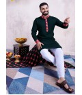 Green Rayon Embroidery Mirror Work Navratri Mens Kurta Pajama With Dupatta