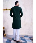 Green Rayon Embroidery Mirror Work Navratri Mens Kurta Pajama With Dupatta