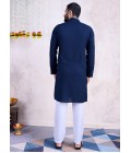 Navy Rayon Real Mirror Work Navratri Mens Kurta Pajama