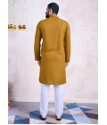 Yellow Rayon Real Mirror Work Navratri Mens Kurta Pajama