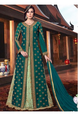 Green Silk Wedding Embroidered Floor Length Anarkali Suit
