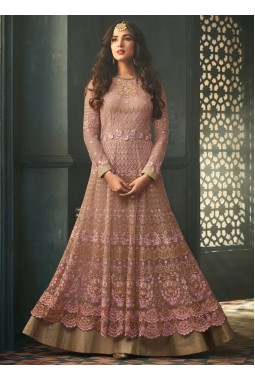 Pink Net Party Embroidered Floor Length Anarkali Suit