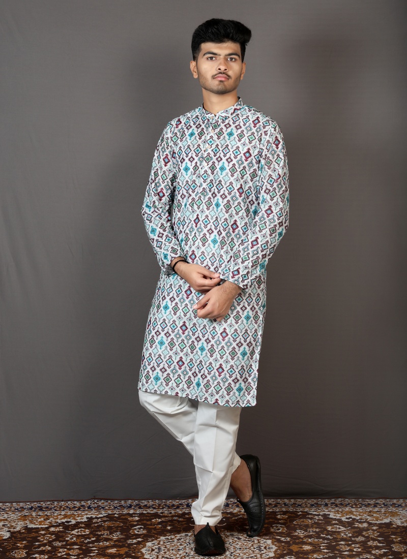 Multicolor Lakhnavi Festival Kurta Multicolor Lakhnavi Festival Kurta
