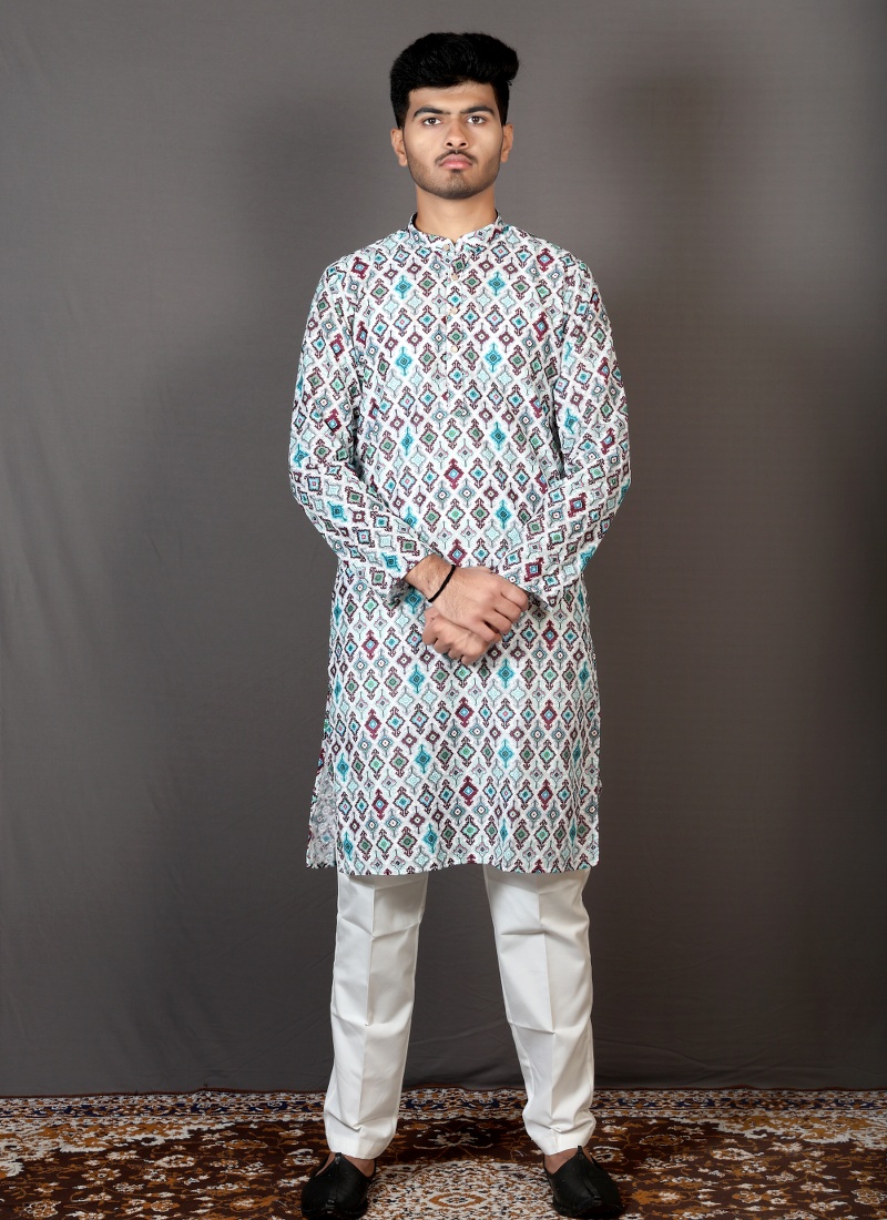 Multicolor Lakhnavi Festival Kurta Multicolor Lakhnavi Festival Kurta