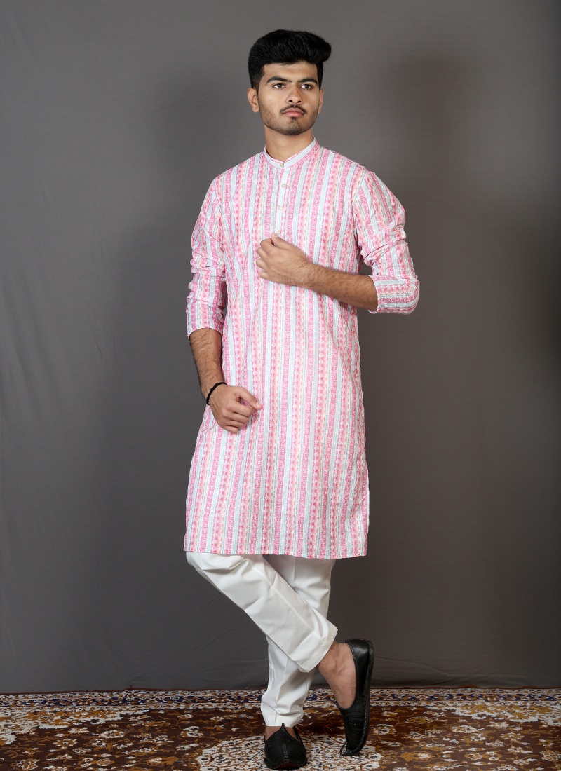 Pink Lakhnavi Party Wear Kurta Pink Lakhnavi Party Wear Kurta