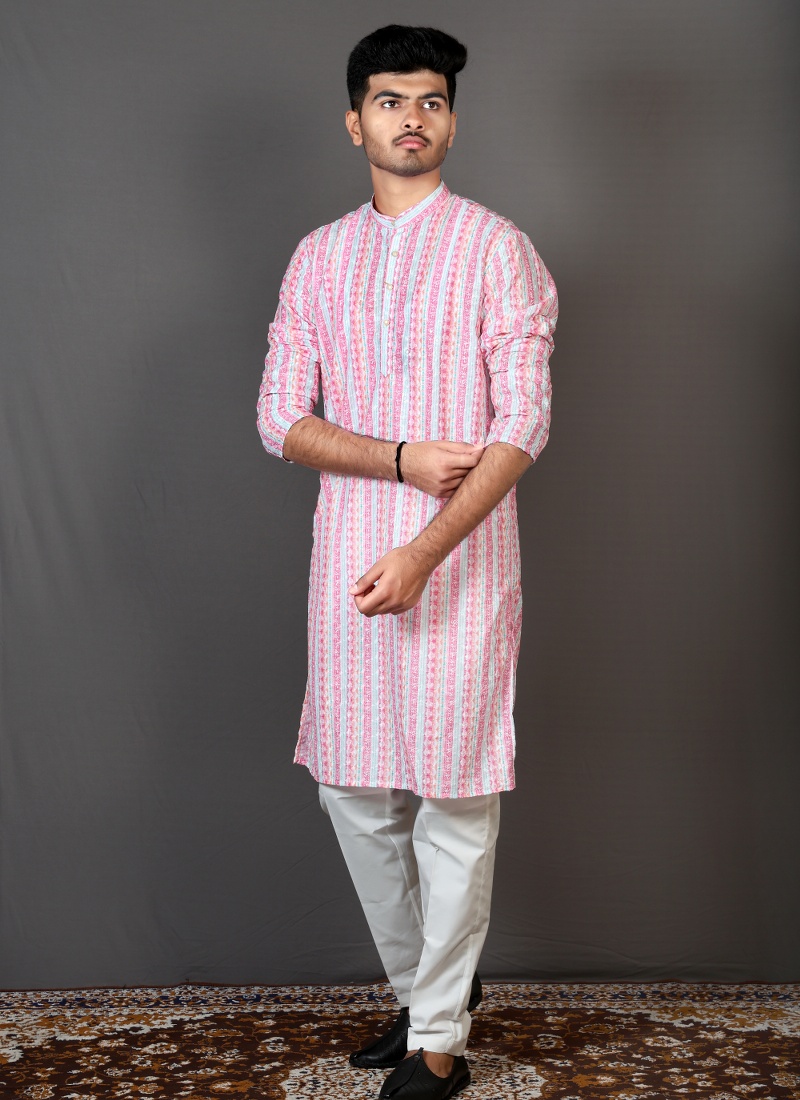 Pink Lakhnavi Party Wear Kurta Pink Lakhnavi Party Wear Kurta