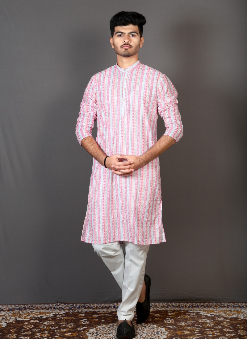 Pink Lakhnavi Party Wear Kurta Pink Lakhnavi Party Wear Kurta