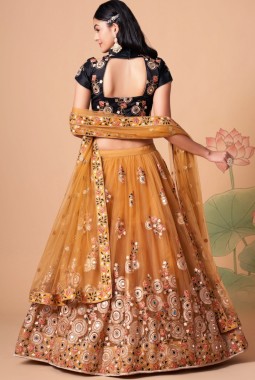 Gold Net Dori Embroidery Wedding Lehenga Choli