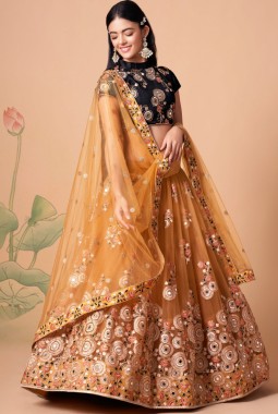 Gold Net Dori Embroidery Wedding Lehenga Choli
