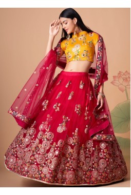 Rani Net Dori Embroidery Wedding Lehenga Choli
