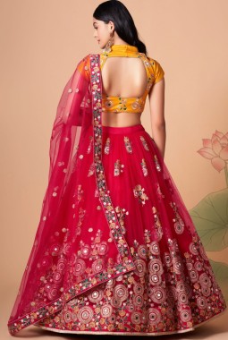 Rani Net Dori Embroidery Wedding Lehenga Choli
