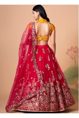 Rani Net Dori Embroidery Wedding Lehenga Choli