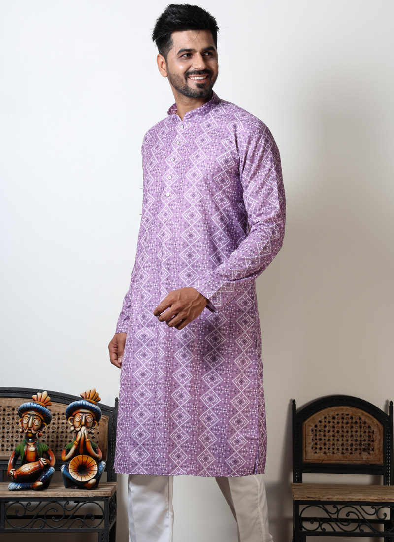Violet Bandhani Cotton Viscose Kurta for Navratri Festival Violet Bandhani Cotton Viscose Kurta for Navratri Festival