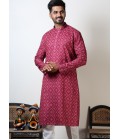 Navratri Garba Cotton Viscose Bandhani Kurta For Men In Pink Navratri Garba Cotton Viscose Bandhani Kurta For Men In Pink