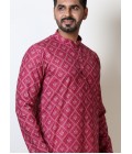 Navratri Garba Cotton Viscose Bandhani Kurta For Men In Pink Navratri Garba Cotton Viscose Bandhani Kurta For Men In Pink