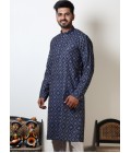 Cotton Viscose Bandhani Print Navratri Wear Kurta In Navy Blue Cotton Viscose Bandhani Print Navratri Wear Kurta In Navy Blue