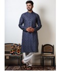 Cotton Viscose Bandhani Print Navratri Wear Kurta In Navy Blue Cotton Viscose Bandhani Print Navratri Wear Kurta In Navy Blue