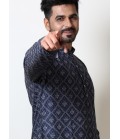 Cotton Viscose Bandhani Print Navratri Wear Kurta In Navy Blue Cotton Viscose Bandhani Print Navratri Wear Kurta In Navy Blue
