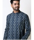Navy Blue Cotton Viscose Navratri Kurta For Men Navy Blue Cotton Viscose Navratri Kurta For Men