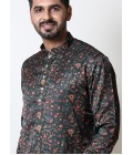 Floral Print Cotton Viscose Navratri Wear Kurta For Mens In Dark Green Floral Print Cotton Viscose Navratri Wear Kurta For Mens In Dark Green