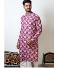 Purple & Peach Cotton Viscose Knee Length Kurta For Navratri 2024 Purple & Peach Cotton Viscose Knee Length Kurta For Navratri 2024