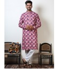 Purple & Peach Cotton Viscose Knee Length Kurta For Navratri 2024 Purple & Peach Cotton Viscose Knee Length Kurta For Navratri 2024